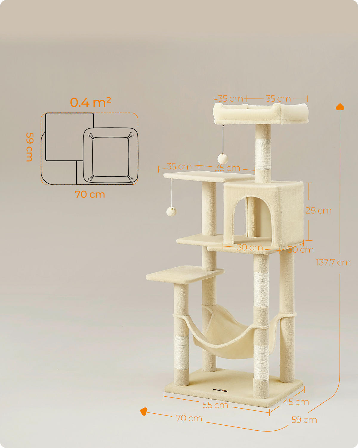 KRATZBAUM - Beige, Trend, Papier/Holzwerkstoff (55/137,7/45cm) - Boxxx