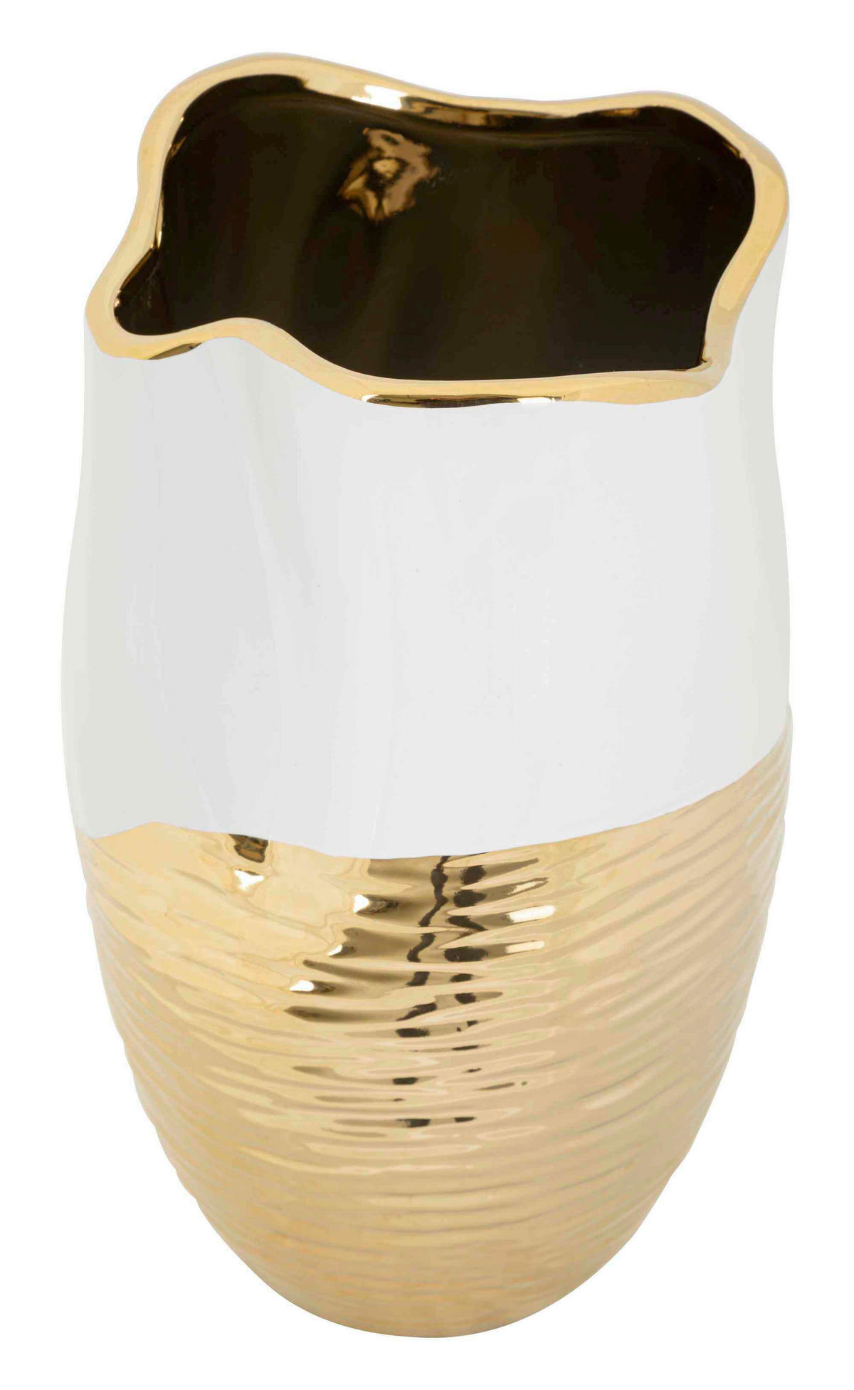 Vase Lux  - Goldfarben/Weiß, Basics, Keramik (20/35/20 cm)