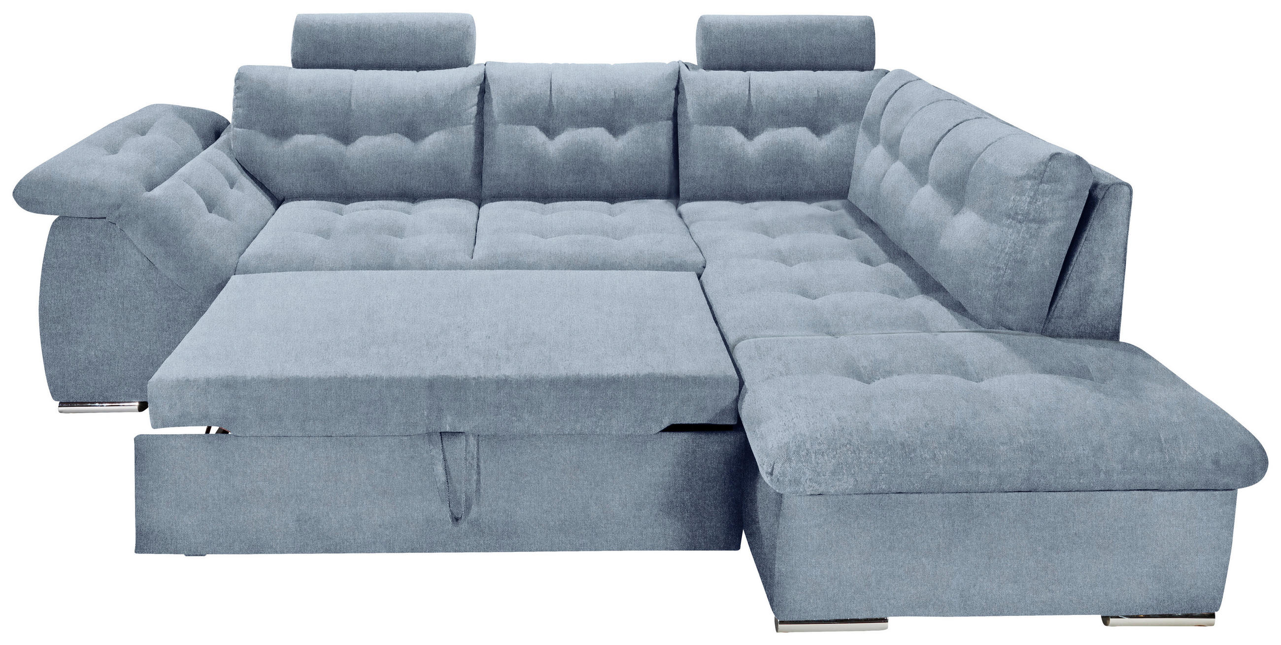 ECKSOFA Blau Mikrovelours  - Blau, KONVENTIONELL, Kunststoff/Textil (283/193cm) - MID.YOU