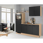 KÜCHENBLOCK 205 cm   in Graphitfarben, Eichefarben  - Edelstahlfarben/Eichefarben, Design, Holzwerkstoff/Metall (205cm) - Xora
