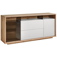 SIDEBOARD Weiss, Eiche Artisan  190/83,8/42 cm  - Weiss/Graphitfarben, Design, Glas/Holzwerkstoff (190/83,8/42cm) - Stylife