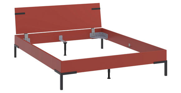 BETT 160/200 cm,  in Koralle  - Koralle/Schwarz, Design, Metall (160/200cm) - Xora