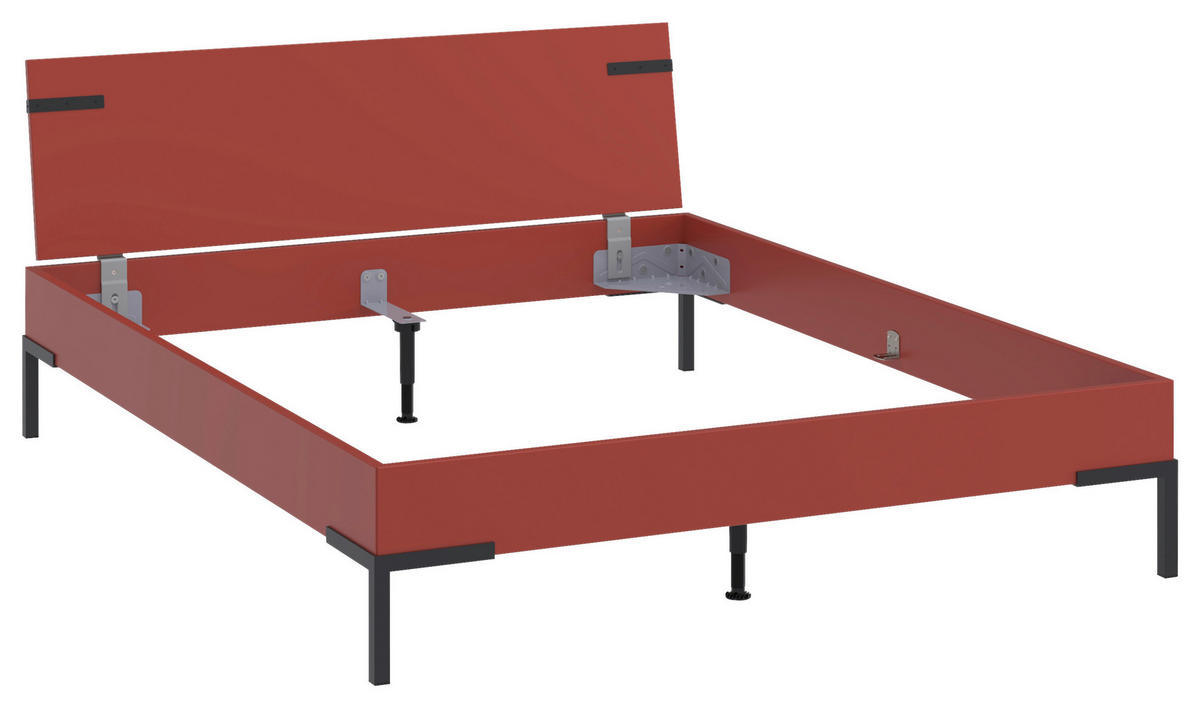 BETT 160/200 cm,  in Koralle  - Koralle/Schwarz, Design, Metall (160/200cm) - Xora