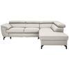 ECKSOFA in Lederlook Kombination Echtleder/Lederlook Ecru  - Ecru/Schwarz, Design, Leder/Textil (256/220cm) - Celina Home