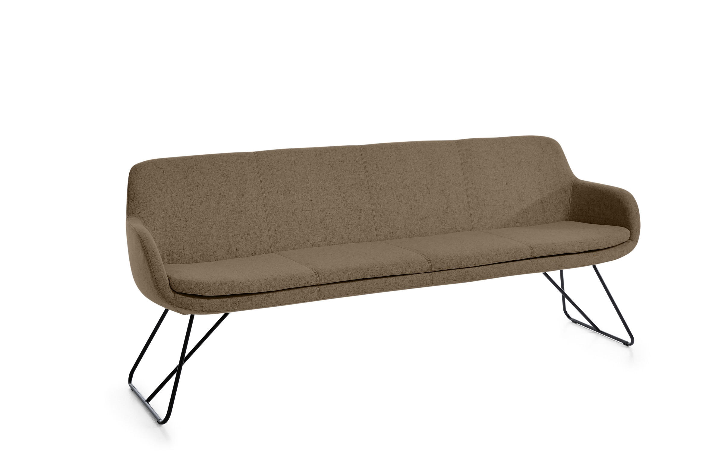 SITZBANK 220/87/65 cm Webstoff Hellbraun Metall  - Hellbraun/Schwarz, Design, Textil/Metall (220/87/65cm) - Musterring