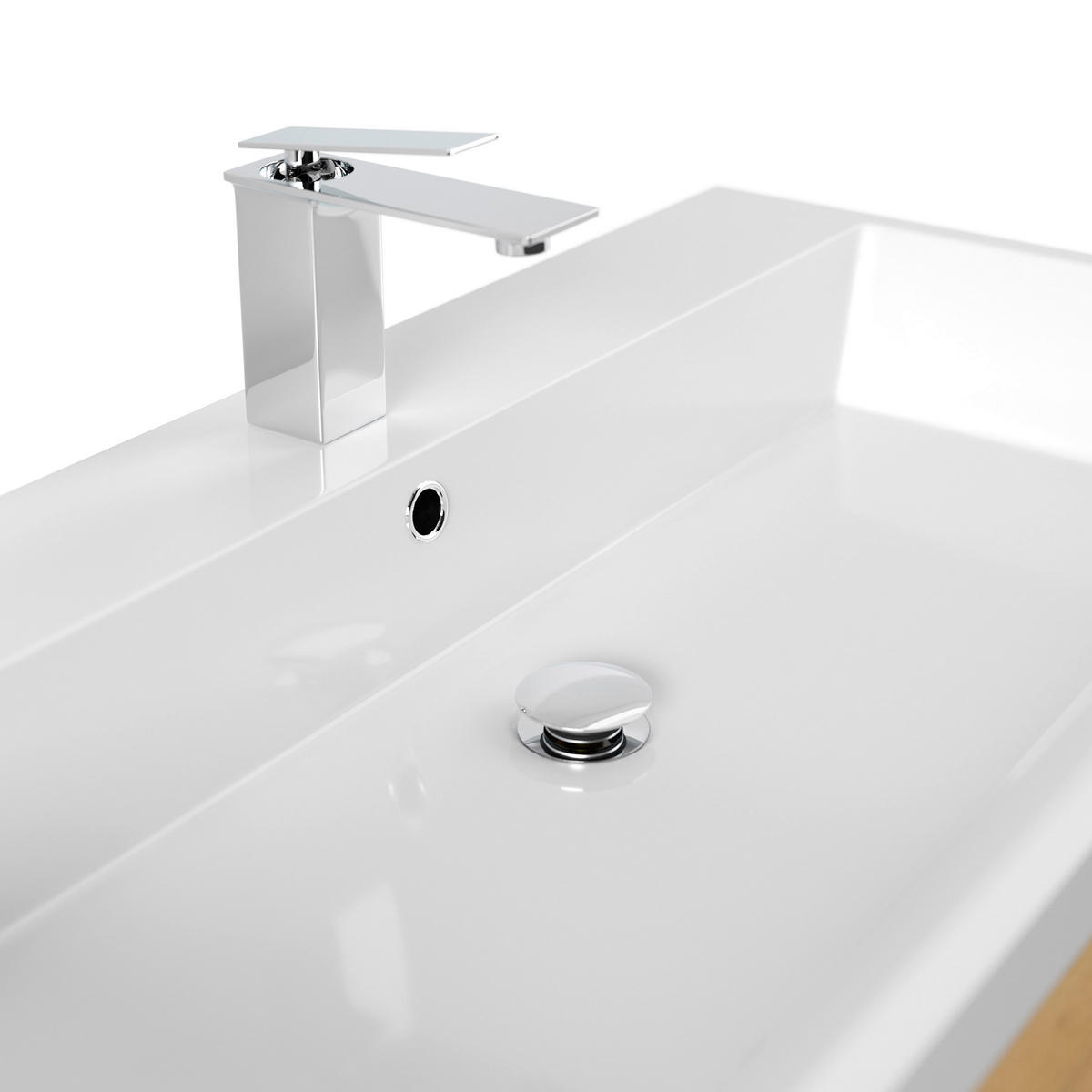 WASCHTISCHKOMBI 90 cm  - Eichefarben/Weiß, Basics, Holzwerkstoff/Stein (90cm) - MID.YOU