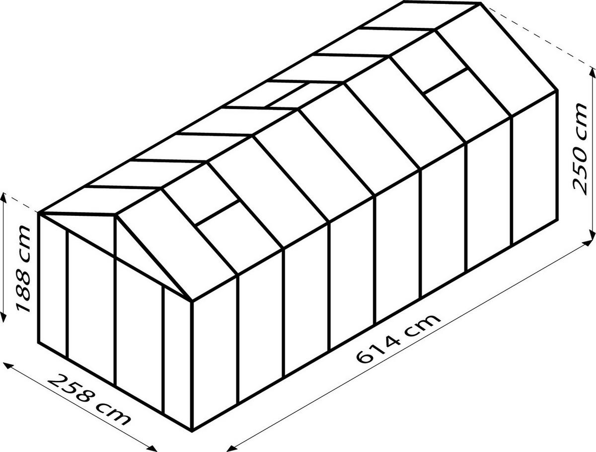 GEWÄCHSHAUSBAUSATZ - Alufarben, Basics, Kunststoff/Metall (258/250/614cm)