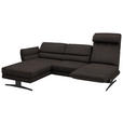 ECKSOFA Dunkelbraun Flachgewebe  - Dunkelbraun/Schwarz, Design, Textil/Metall (176-217/279-327cm) - Dieter Knoll