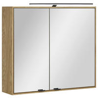 SPIEGELSCHRANK 80/70/20 cm  - Eichefarben/Silberfarben, KONVENTIONELL, Glas/Holz (80/70/20cm) - Linea Natura