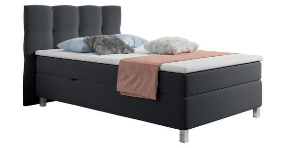 BOXBETT 120/200 cm in Anthrazit - Anthrazit/Alufarben, KONVENTIONELL, Kunststoff/Textil (120/200cm) - Carryhome
