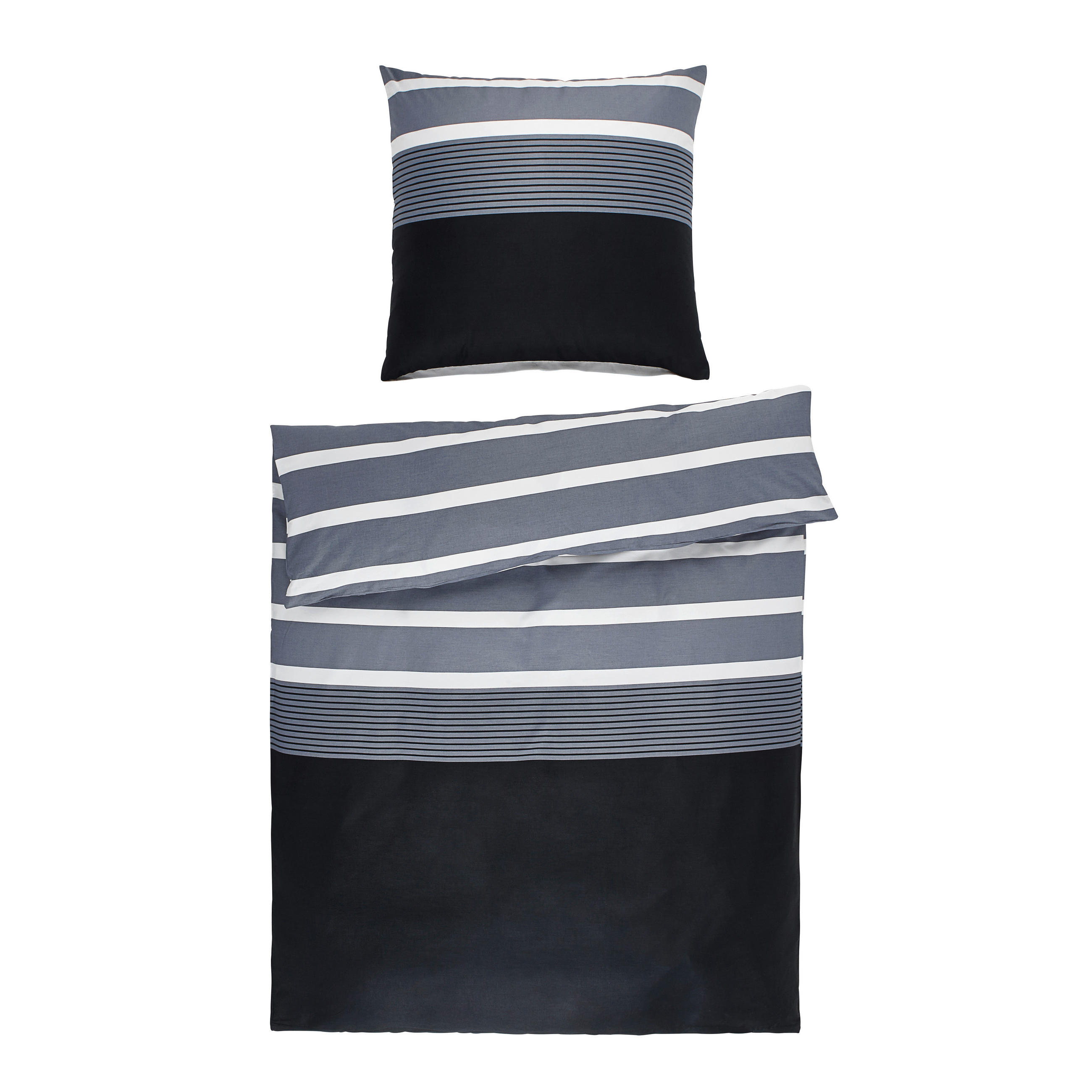 BETTWÄSCHE J.D. Makosatin 135/200 cm  - Silberfarben/Schwarz, Basics, Textil (135/200cm) - Janine