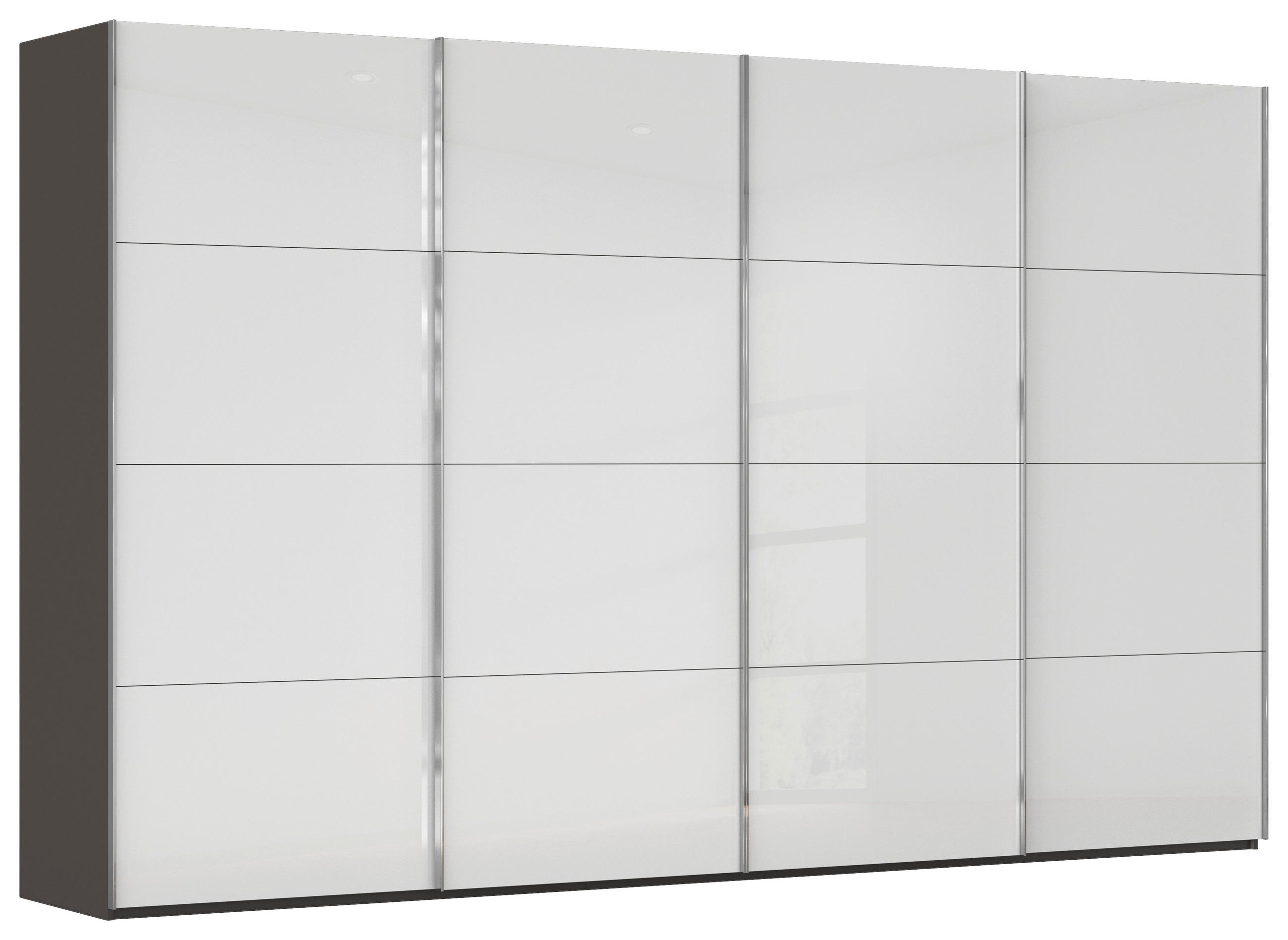 SCHWEBETÜRENSCHRANK in Graphitfarben, Weiß  - Chromfarben/Graphitfarben, Design, Glas/Holzwerkstoff (361/223/68cm) - Novel