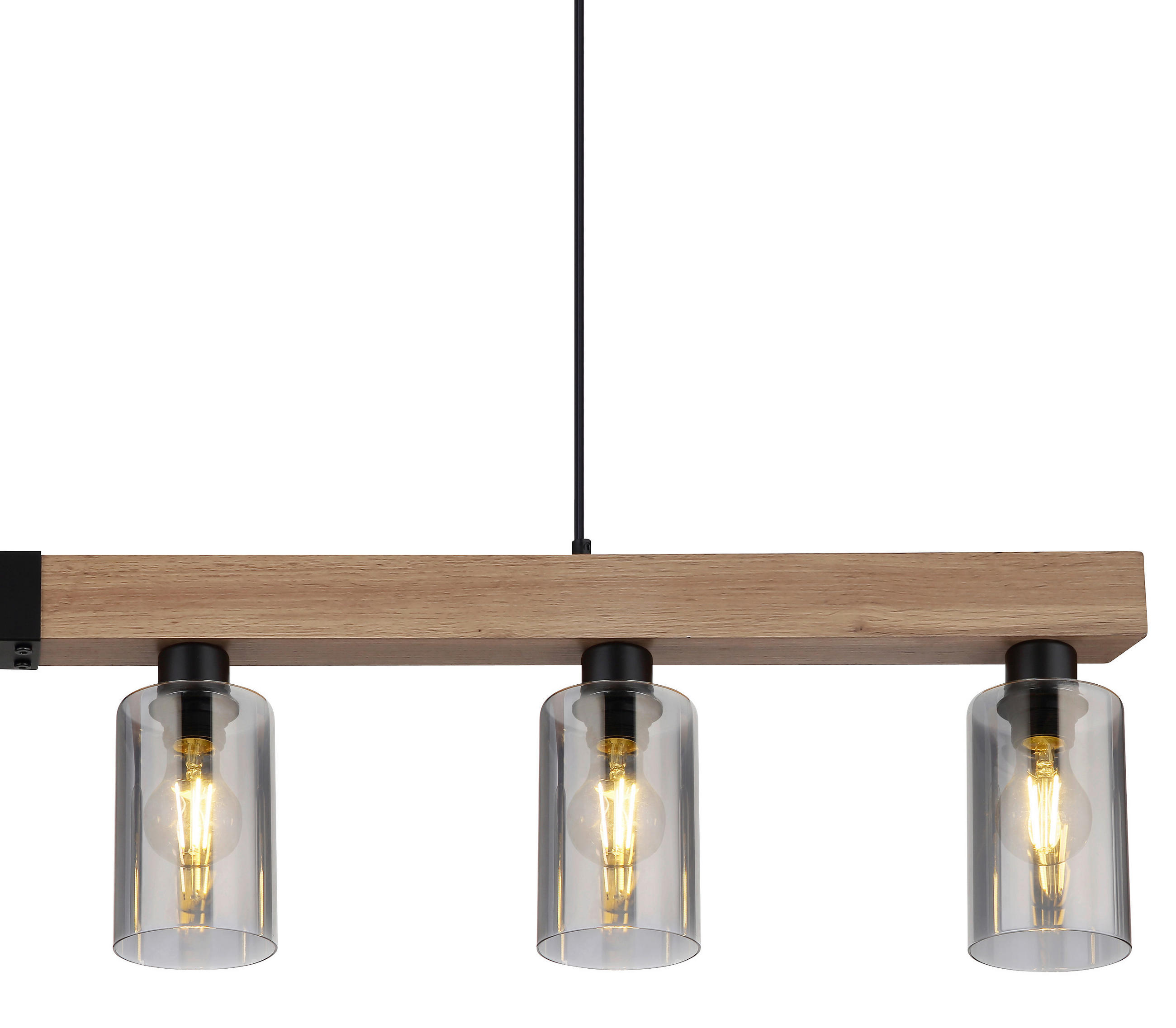 HÄNGELEUCHTE 140/10/120 cm  - Dunkelbraun/Schwarz, Natur, Glas/Holzwerkstoff (140/10/120cm) - Globo