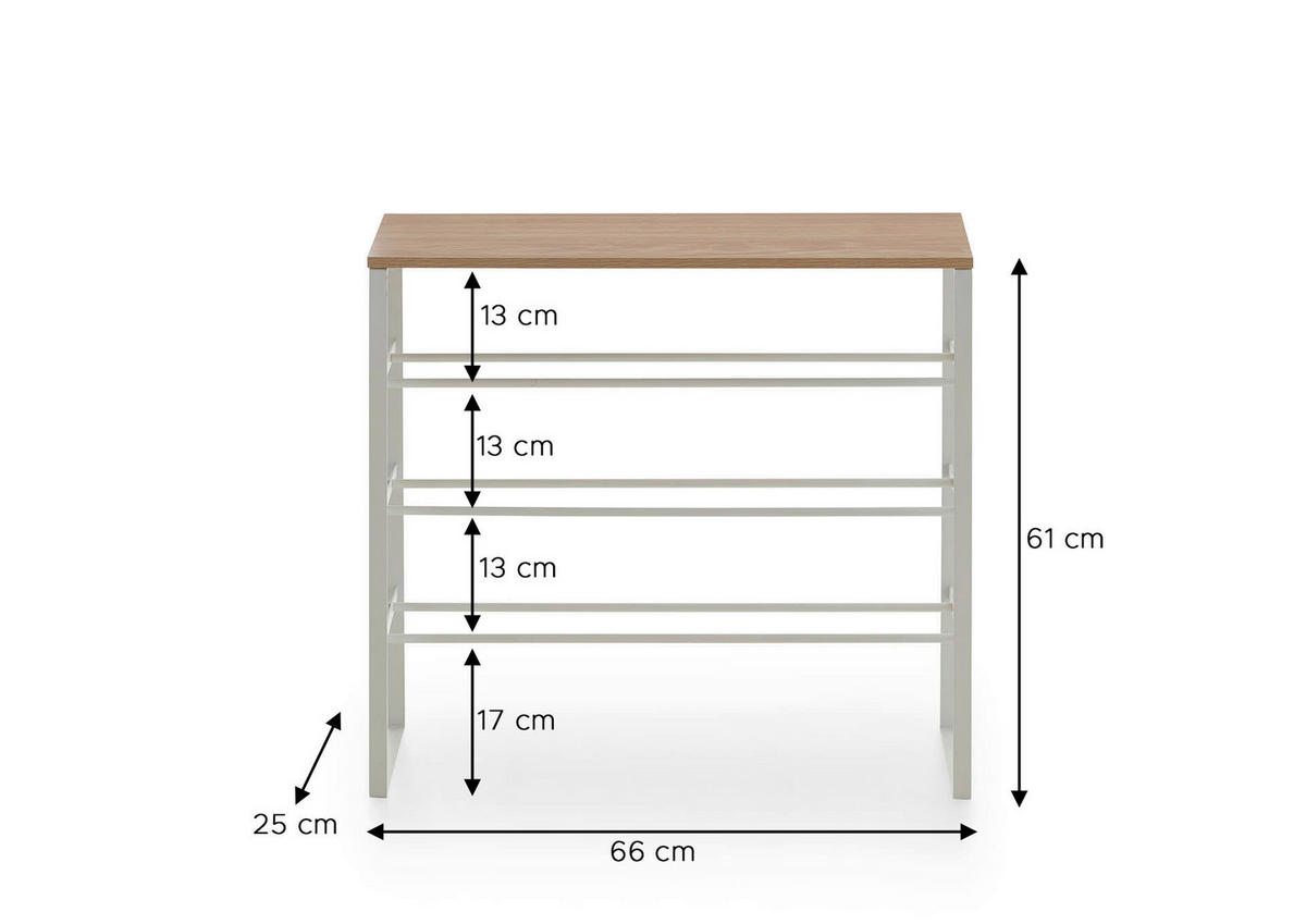 SKOHYLLA 66/61/25 cm  - grå/ek Artisan, Design, metall/trämaterial (66/61/25cm) - MID.YOU