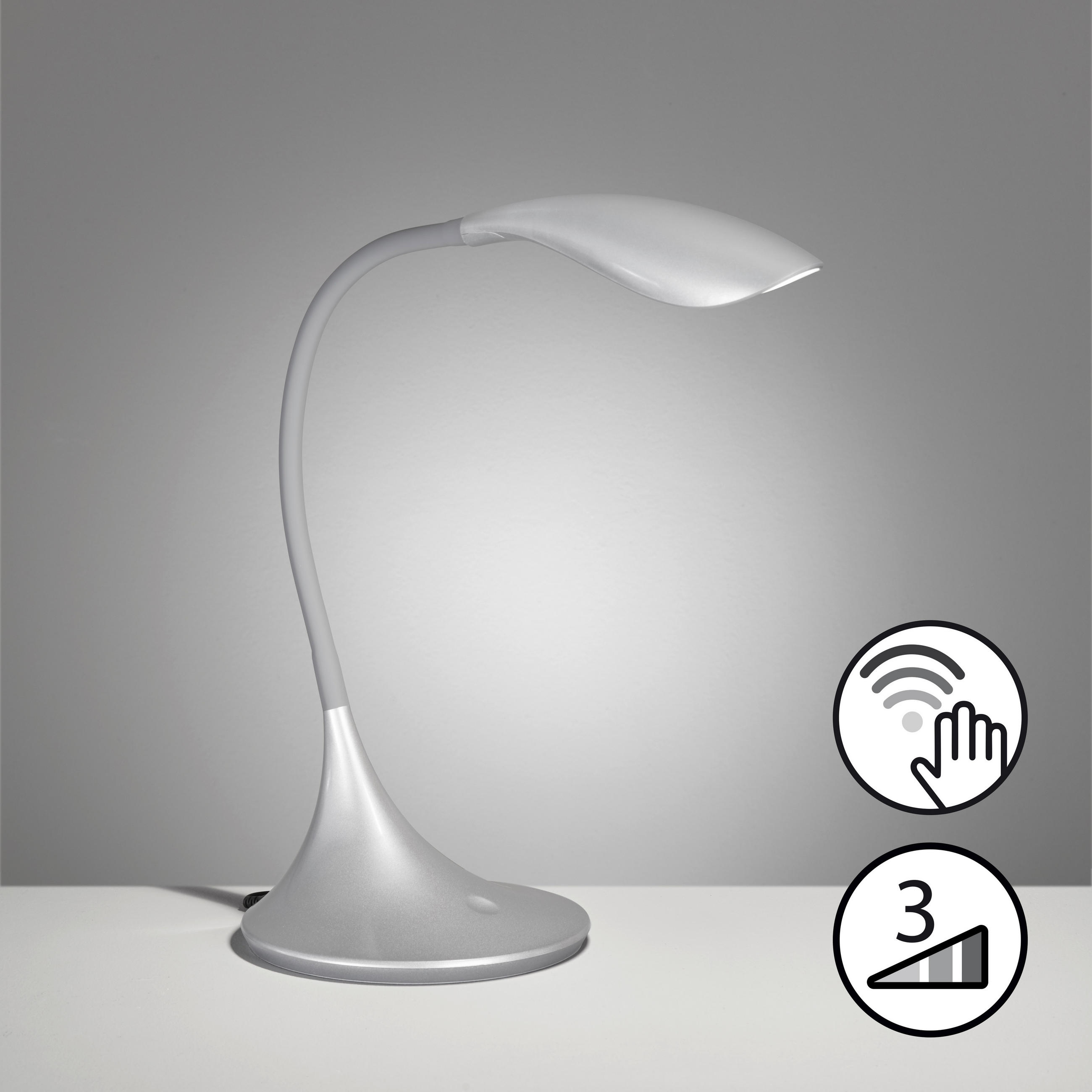 LED-SCHREIBTISCHLEUCHTE - Silberfarben, Konventionell, Kunststoff (37,5/17cm) - Fischer & Honsel