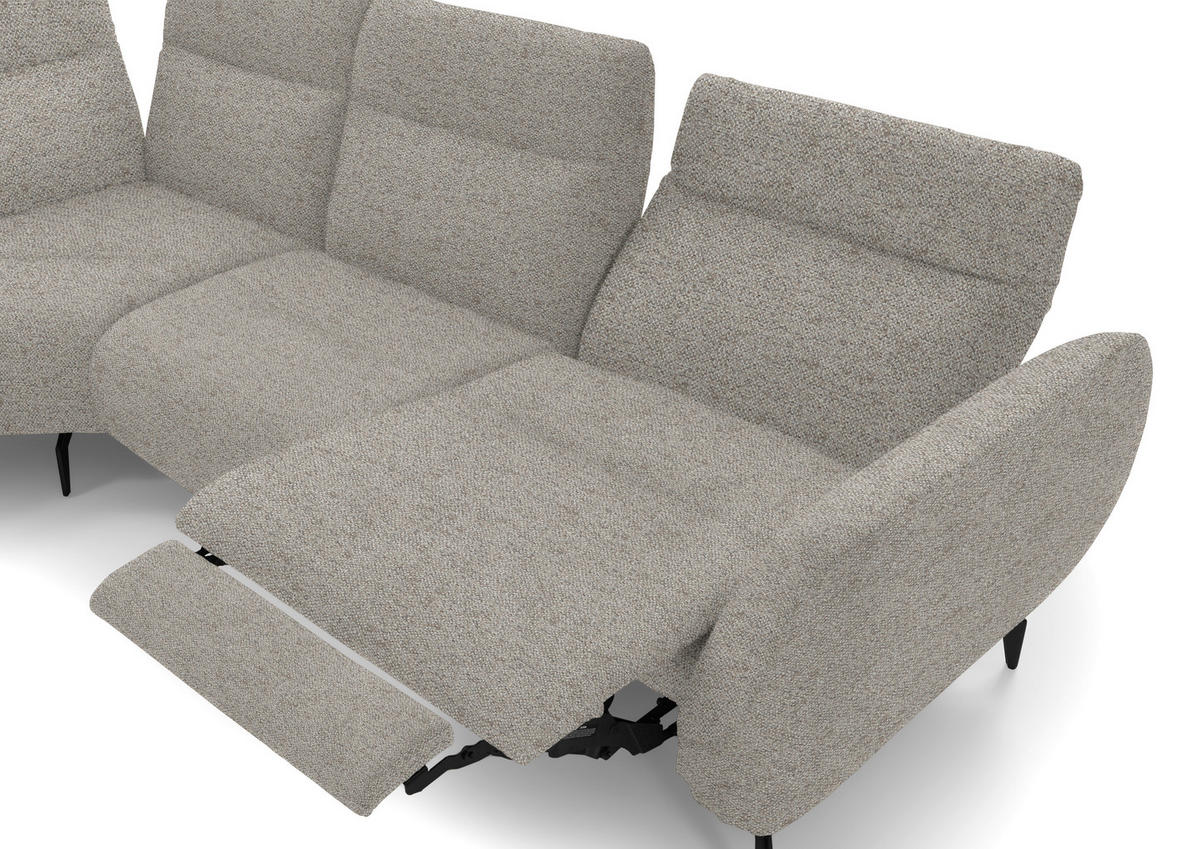 ECKSOFA in Webstoff Silberfarben  - Silberfarben/Schwarz, Design, Textil/Metall (223/290cm) - Moderano