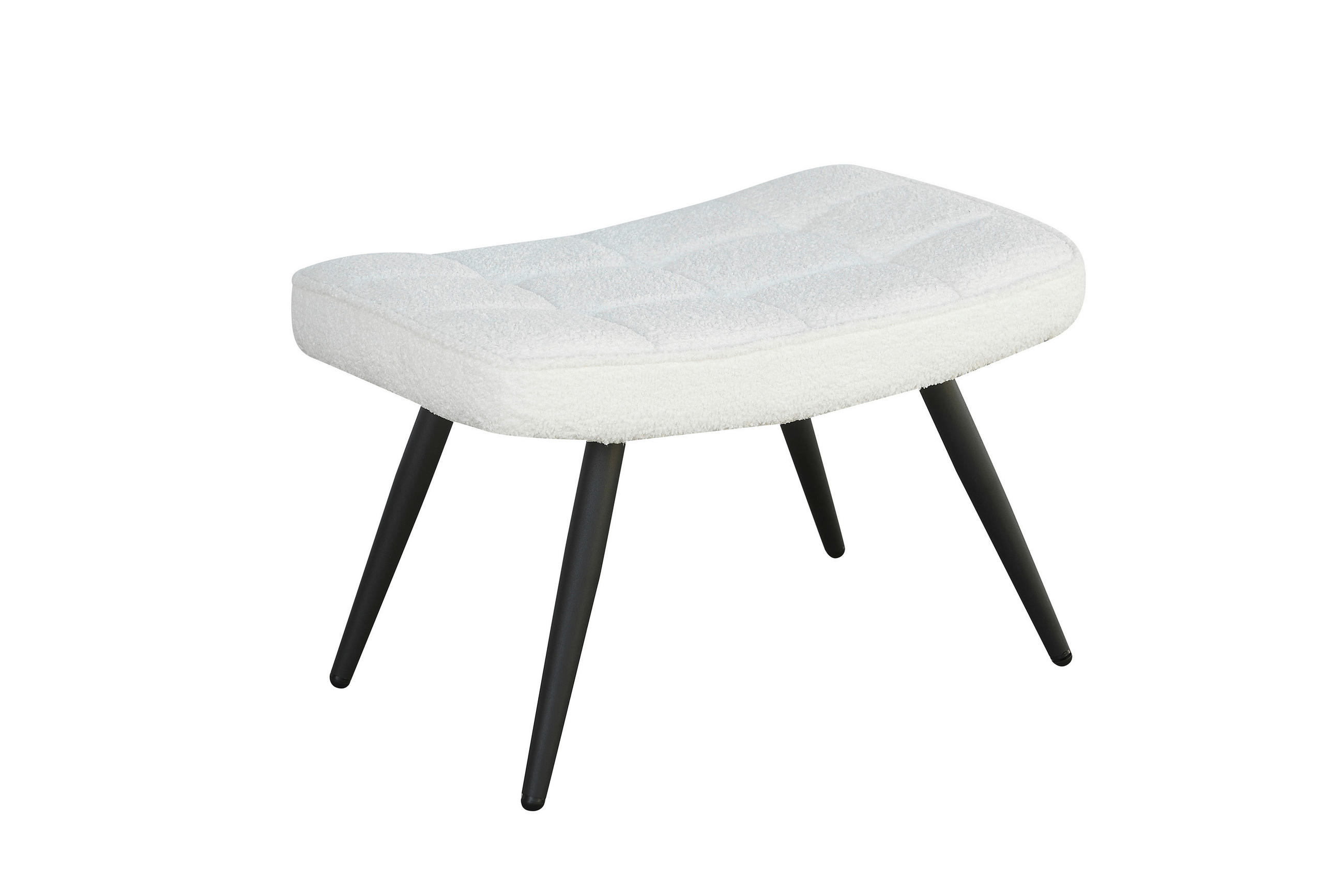 HOCKER Bouclé Elfenbein  - Elfenbein/Schwarz, Basics, Textil/Metall (60/39/41cm) - MID.YOU