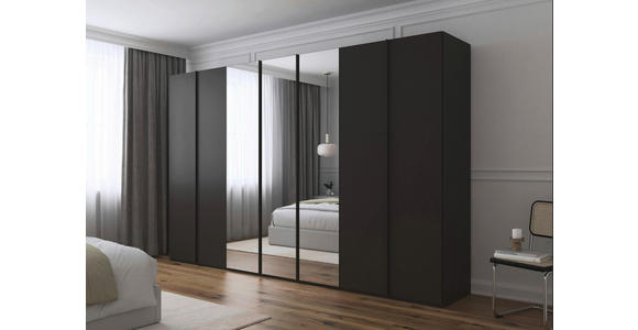 DREHTÜRENSCHRANK 350/235/61 cm,  in Graphitfarben, 7-türig  - Graphitfarben, Basics, Glas/Holzwerkstoff (350/235/61cm) - Novel