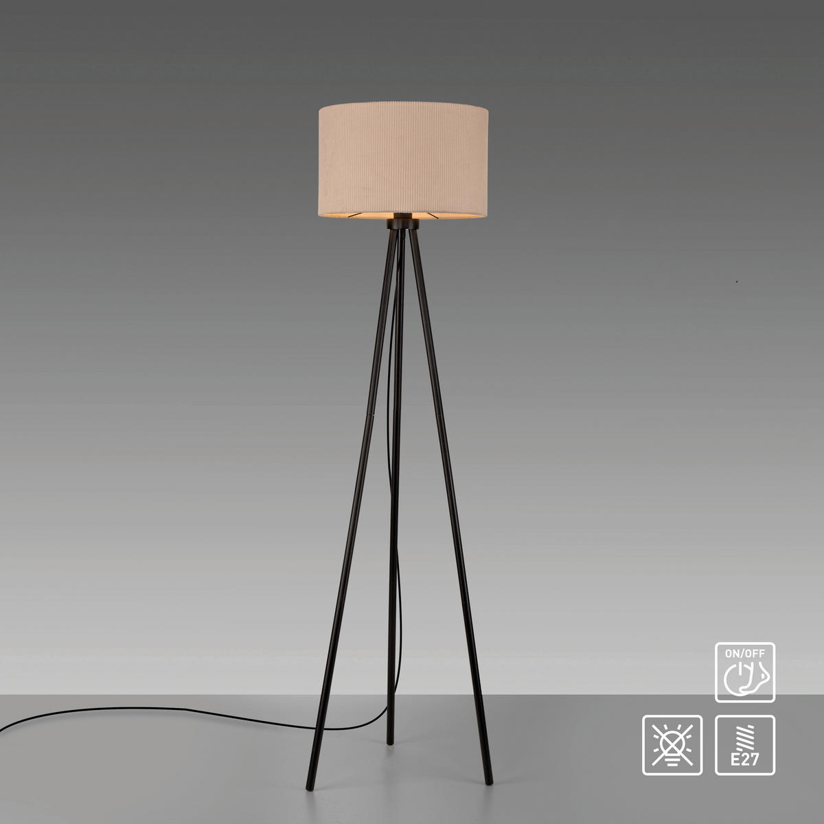 PODNA LED LAMPA Duro  - bež, drvo/metal (55/55/160cm)