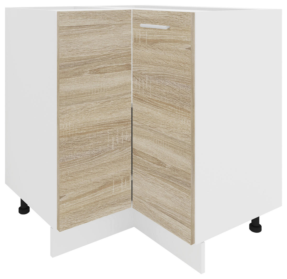 ECKUNTERSCHRANK 76/82/76 cm  in Weiß, Sonoma Eiche  - Alufarben/Weiß, KONVENTIONELL, Holzwerkstoff/Metall (76/82/76cm) - MID.YOU
