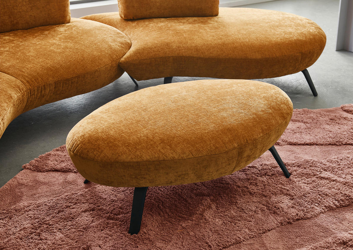 HOCKER Flachgewebe Senfgelb  - Senfgelb/Schwarz, Design, Textil/Metall (117/43/78cm) - Moderano