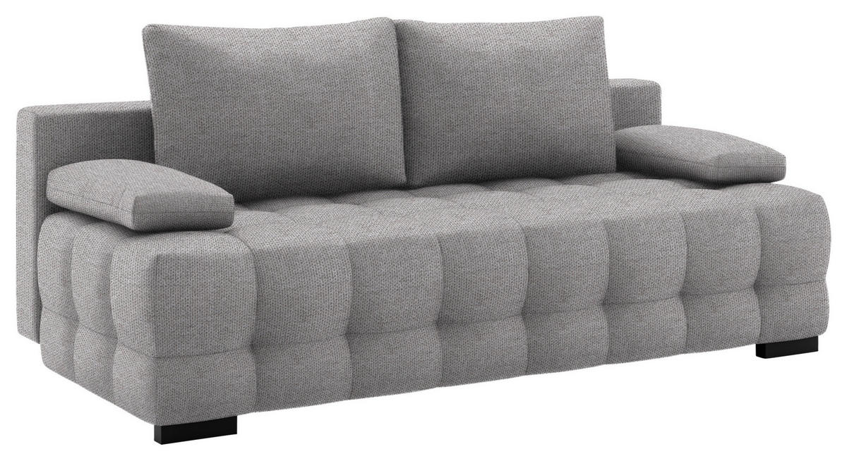 SCHLAFSOFA  mit Stoffauswahl, Schlafen auf Sitzhöhe, Rücken echt Struktur Grau  - Schwarz/Grau, KONVENTIONELL, Kunststoff/Textil (209/96/100cm) - Stylife