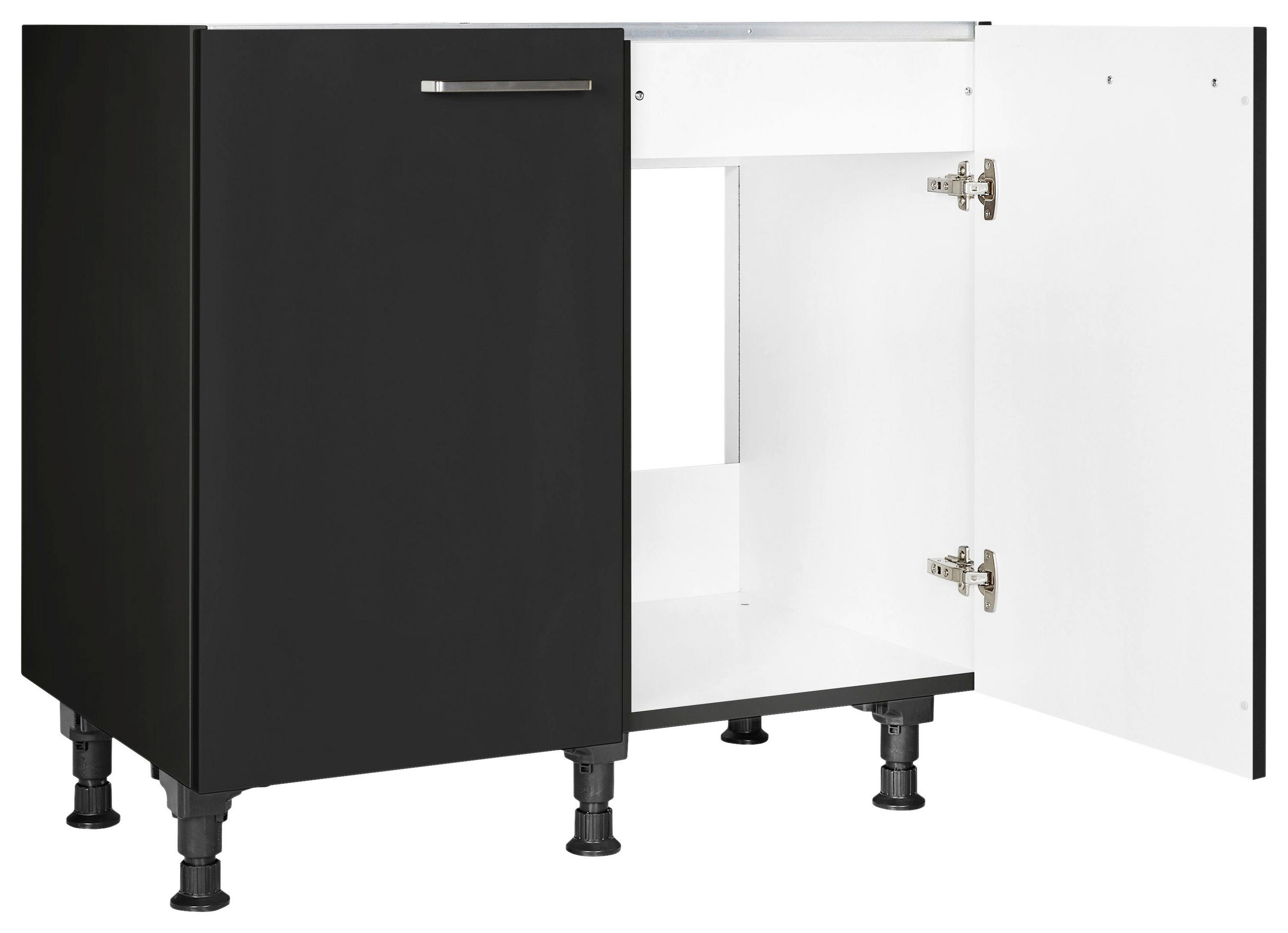 SPÜLENUNTERSCHRANK 90/87/56 cm  in Schwarz  - Edelstahlfarben/Schwarz, MODERN, Holzwerkstoff/Metall (90/87/56cm) - Nobilia