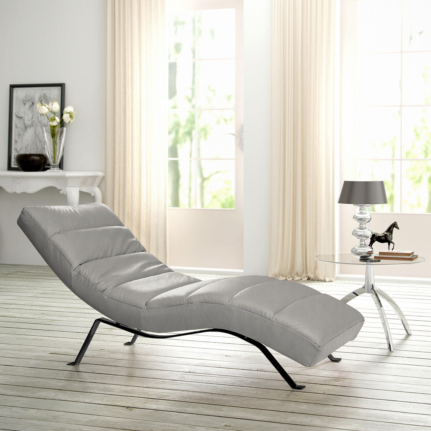 RELAXLIEGE SWING Mikrofaser Grau  - Schwarz/Grau, Design, Textil/Metall (65/65-95/171cm) - Livetastic