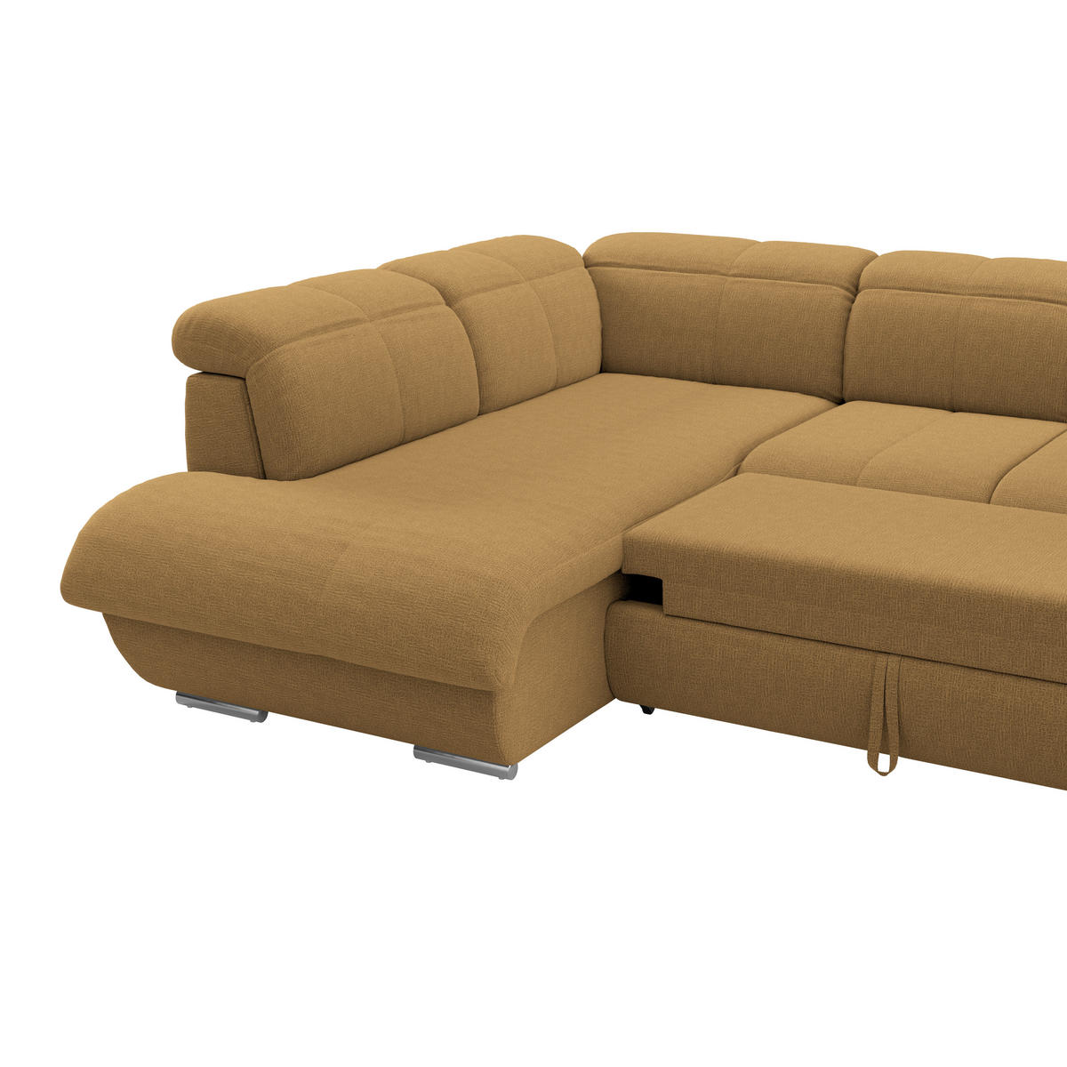 WOHNLANDSCHAFT MULTI Senfgelb Chenille  - Chromfarben/Senfgelb, MODERN, Textil/Metall (228/345/184cm) - Livetastic