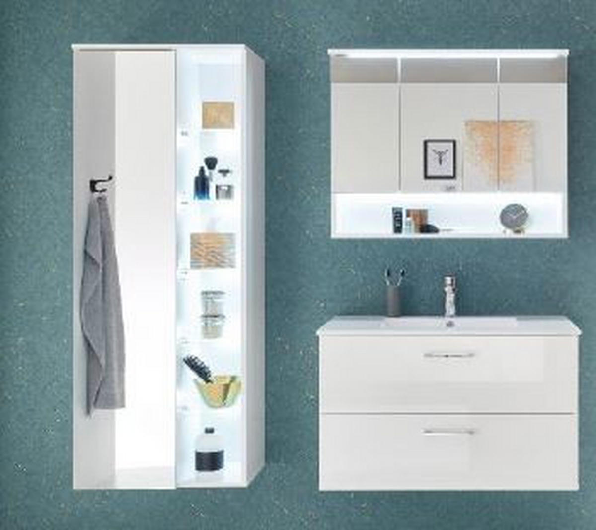 Bază Cu Lavoar  - argintiu/alb, Modern, plastic/material pe bază de lemn (80/53/46cm) - Xora