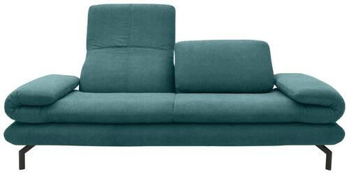 ZWEISITZER-SOFA mit Funktionen in Webstoff Petrol  - Petrol/Schwarz, Design, Textil/Metall (204 (264)/83 (110)/98cm) - LOOKS by W.Joop