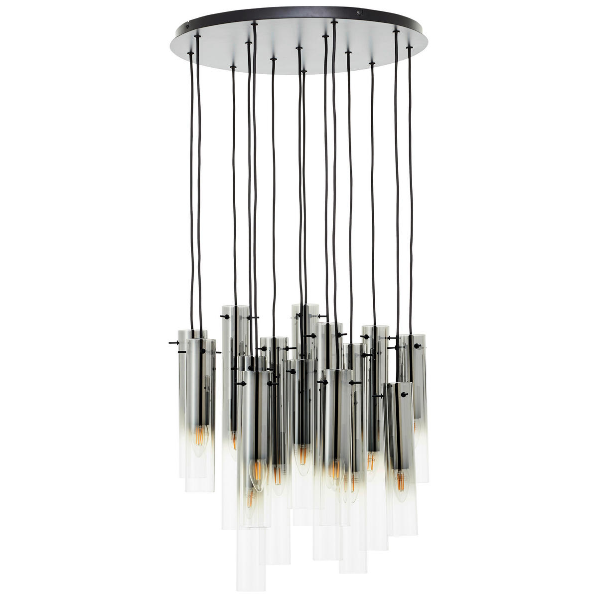 HÄNGELEUCHTE 52/199 cm  - Schwarz/Grau, Design, Glas/Metall (52/199cm) - Brilliant