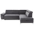 ECKSOFA Dunkelgrau Mikrofaser  - Dunkelgrau, KONVENTIONELL, Textil/Metall (271/206cm) - Carryhome