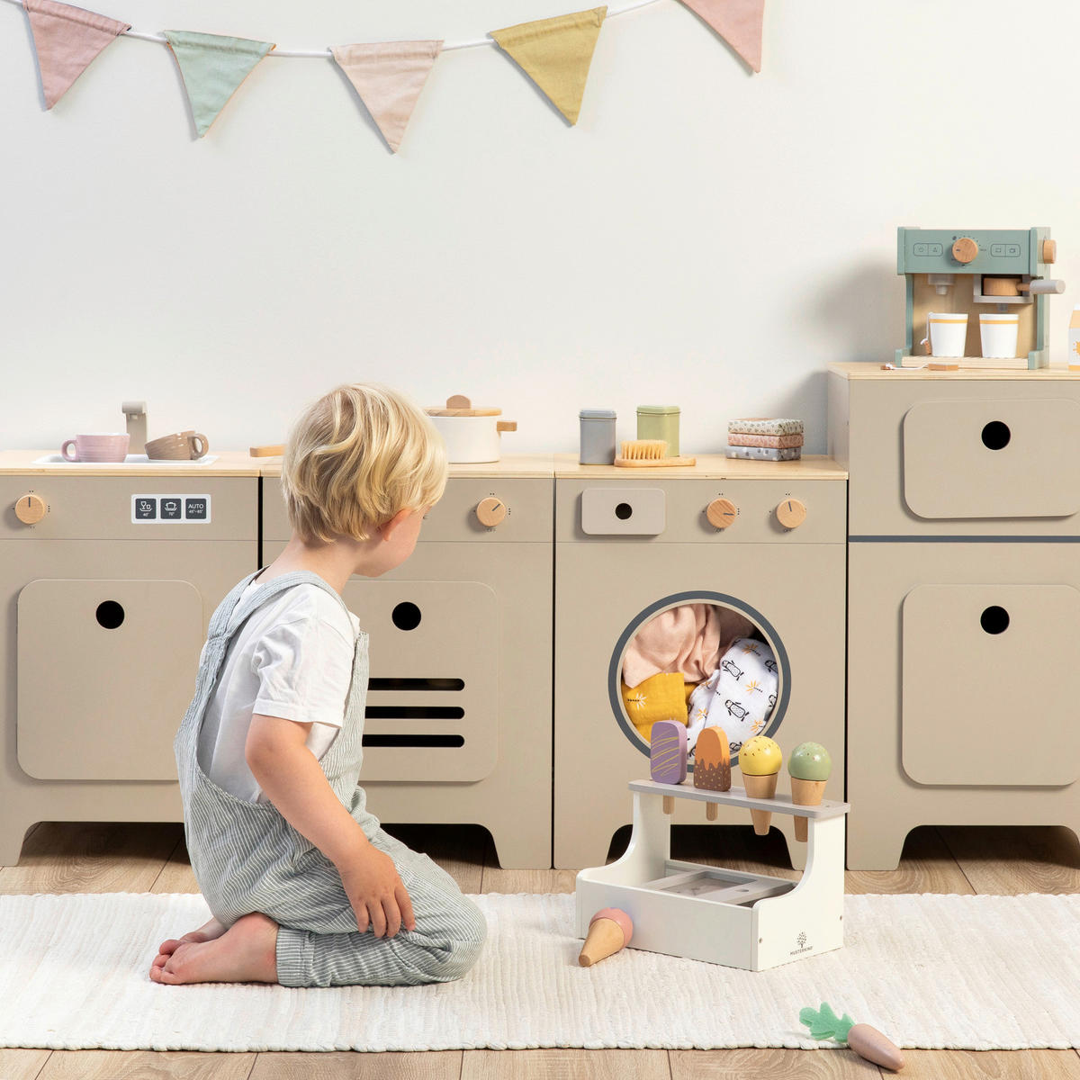 KINDERKÜCHE MIX & MATCH  - Naturfarben/Grau, Basics, Holz/Holzwerkstoff (35/31,5/48cm) - MUSTERKIND
