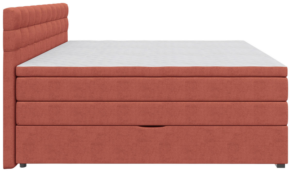 BOXSPRINGBETT 200/200 cm,  in Rot, Bettkasten, Topper, Matratzen, H3 = fest  - Rot/Schwarz, KONVENTIONELL, Kunststoff/Textil (200/200cm) - Boxxx