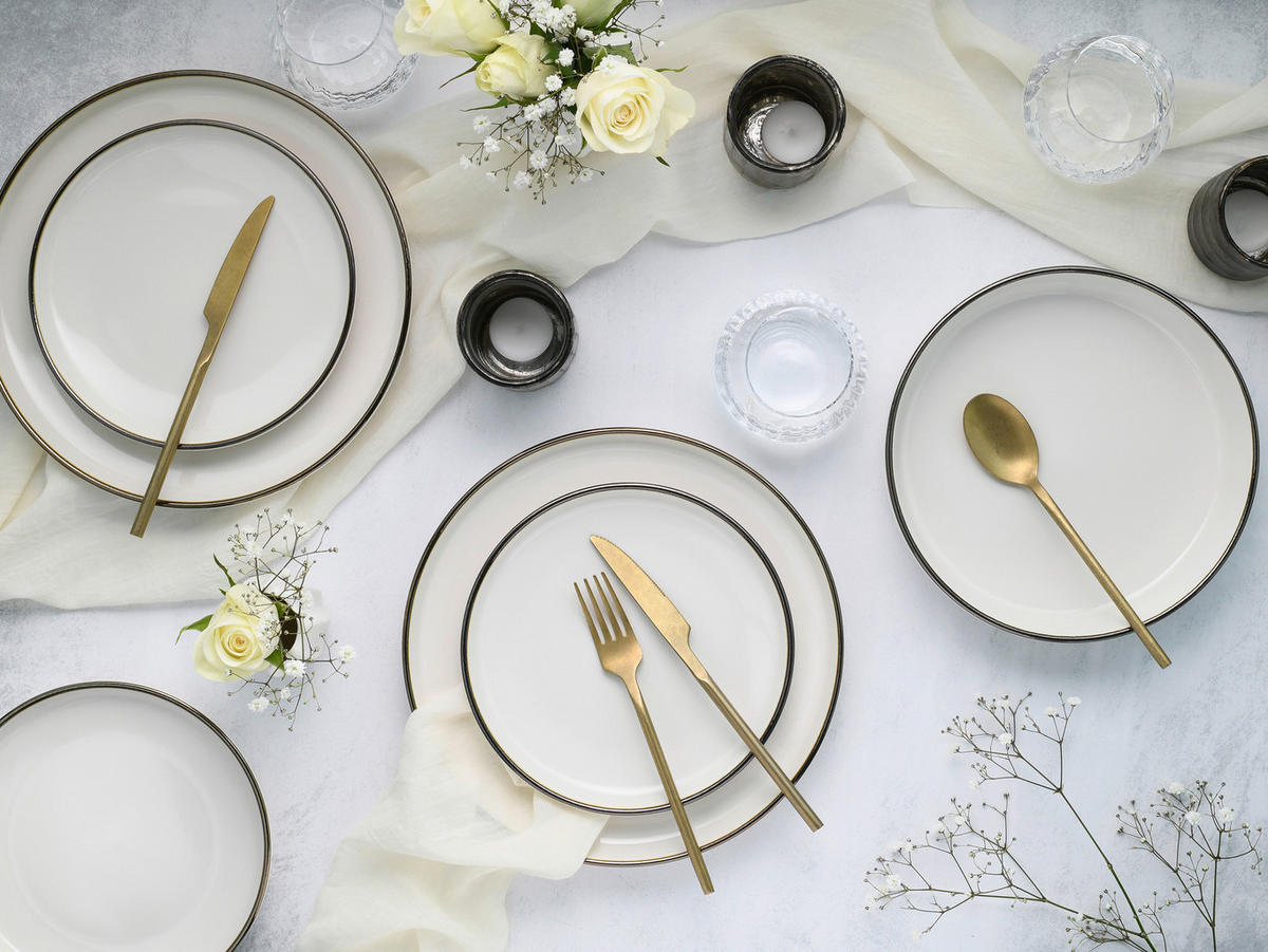 TAFELSERVICE Nordic Festive Creme 18-teilig  - Goldfarben/Creme, Basics, Keramik - Creatable