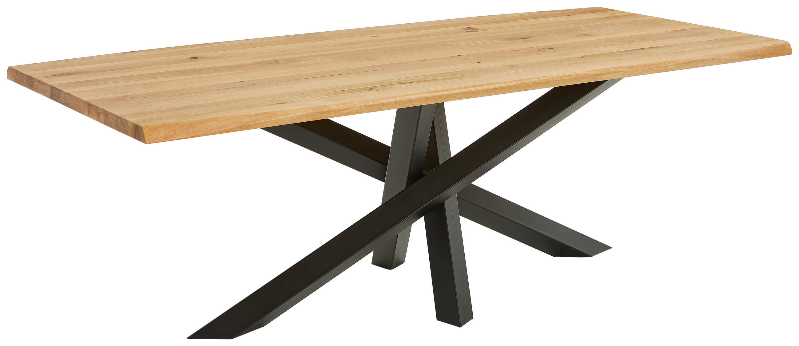 ESSTISCH Wildeiche massiv rechteckig Schwarz, Eichefarben  - Eichefarben/Schwarz, LIFESTYLE, Holz/Metall (220/100/75cm) - Linea Natura