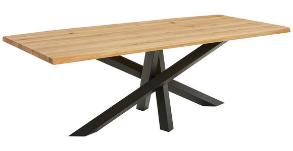 ESSTISCH Wildeiche massiv rechteckig Schwarz, Eichefarben  - Eichefarben/Schwarz, LIFESTYLE, Holz/Metall (220/100/75cm) - Linea Natura