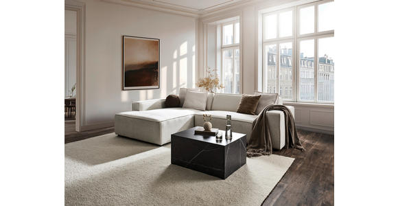 ECKSOFA in Chenille Creme  188/280 cm  - Creme/Schwarz, KONVENTIONELL, Kunststoff/Textil (188/280cm) - Carryhome