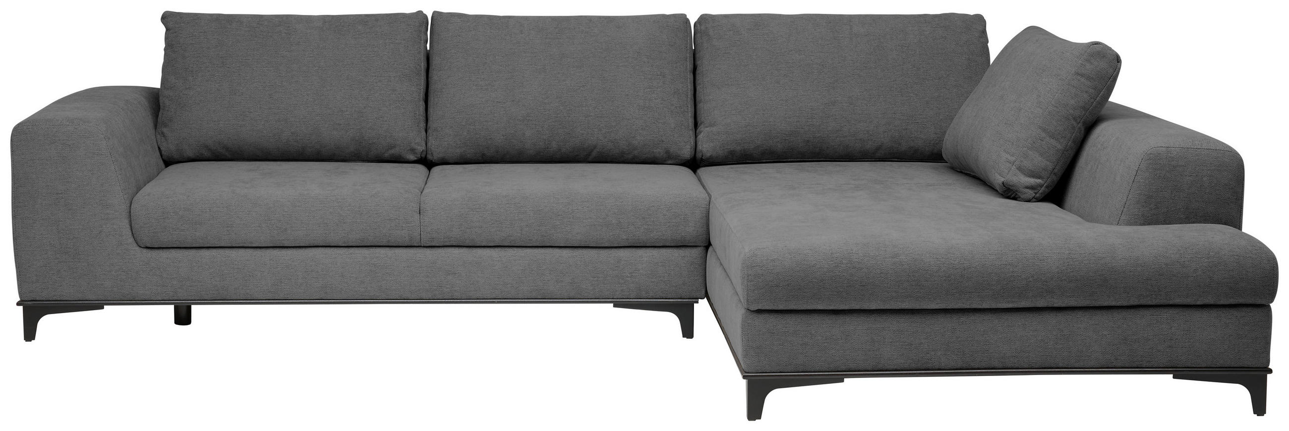 ECKSOFA inkl. Funktionen Grau Webstoff Rückenkissen, Bettkasten, Schlaffunktion, Rücken echt  - Wengefarben/Schwarz, Design, Holz/Textil (314/211cm) - Stylife