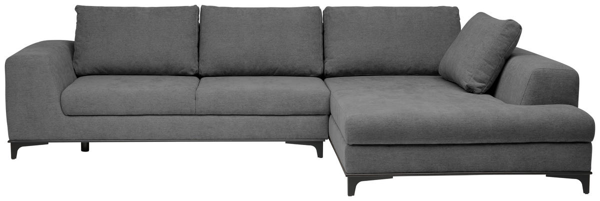 ECKSOFA inkl. Funktionen Grau Webstoff Rückenkissen, Bettkasten, Schlaffunktion, Rücken echt  - Wengefarben/Schwarz, Design, Holz/Textil (314/211cm) - Stylife