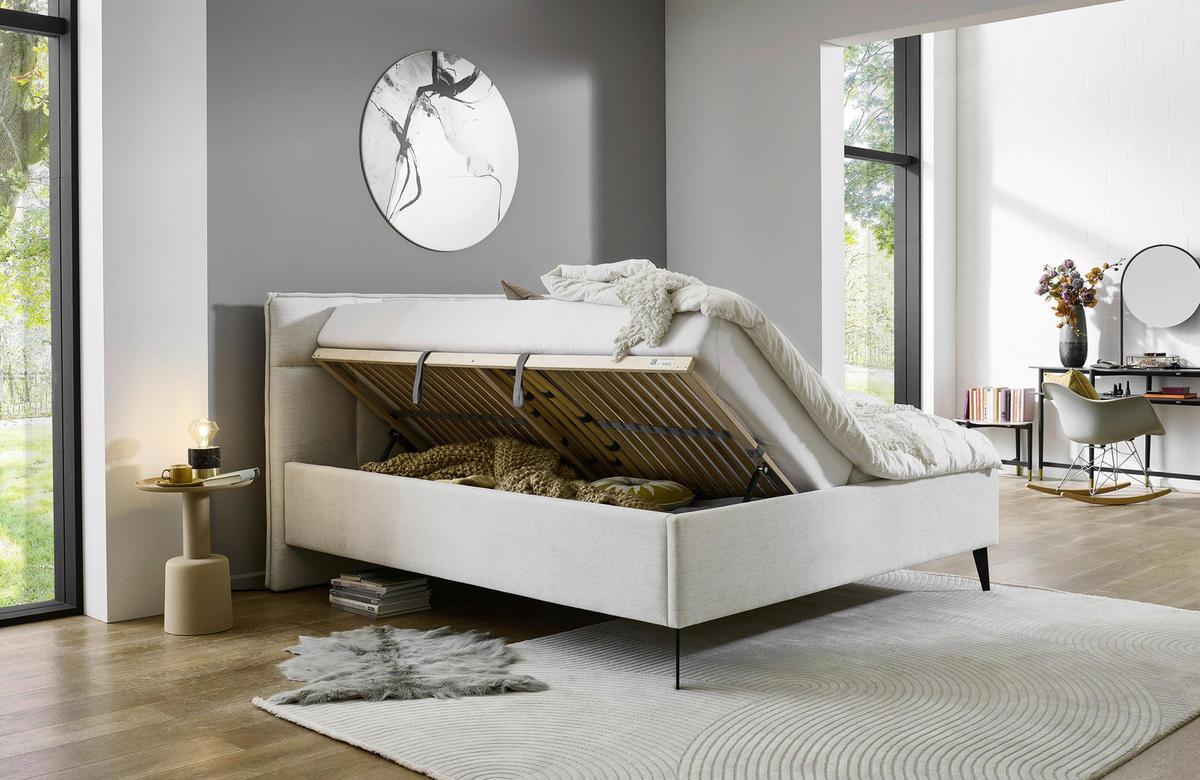 POLSTERBETT Lattenrost, Bettkasten 180/200 cm  in Beige  - Birkefarben/Beige, Design, Holz/Textil (180/200cm) - Xora
