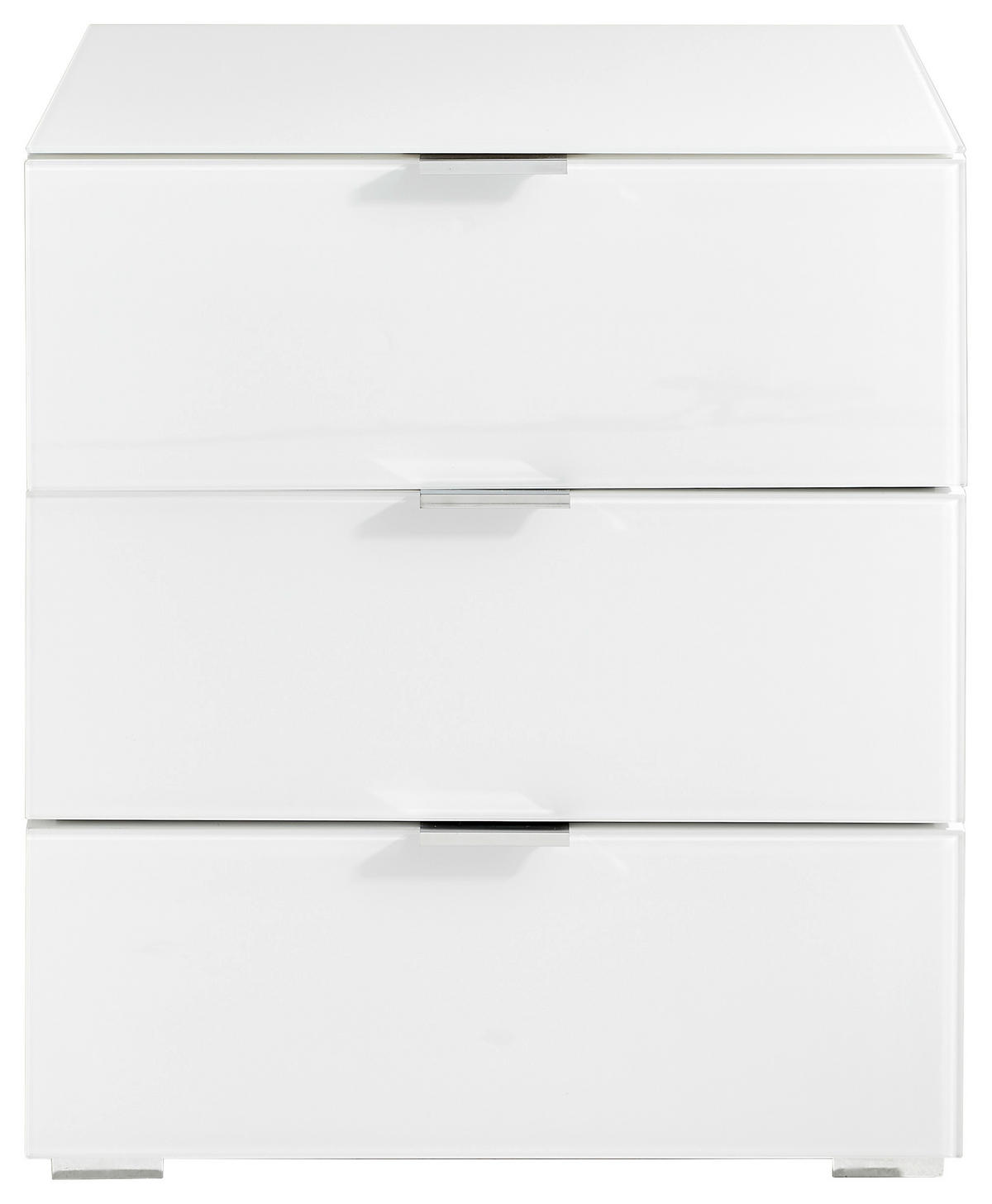 NACHTSCHRANK 50/56/42 cm  - Chromfarben/Weiß, Design, Glas/Holzwerkstoff (50/56/42cm) - Novel