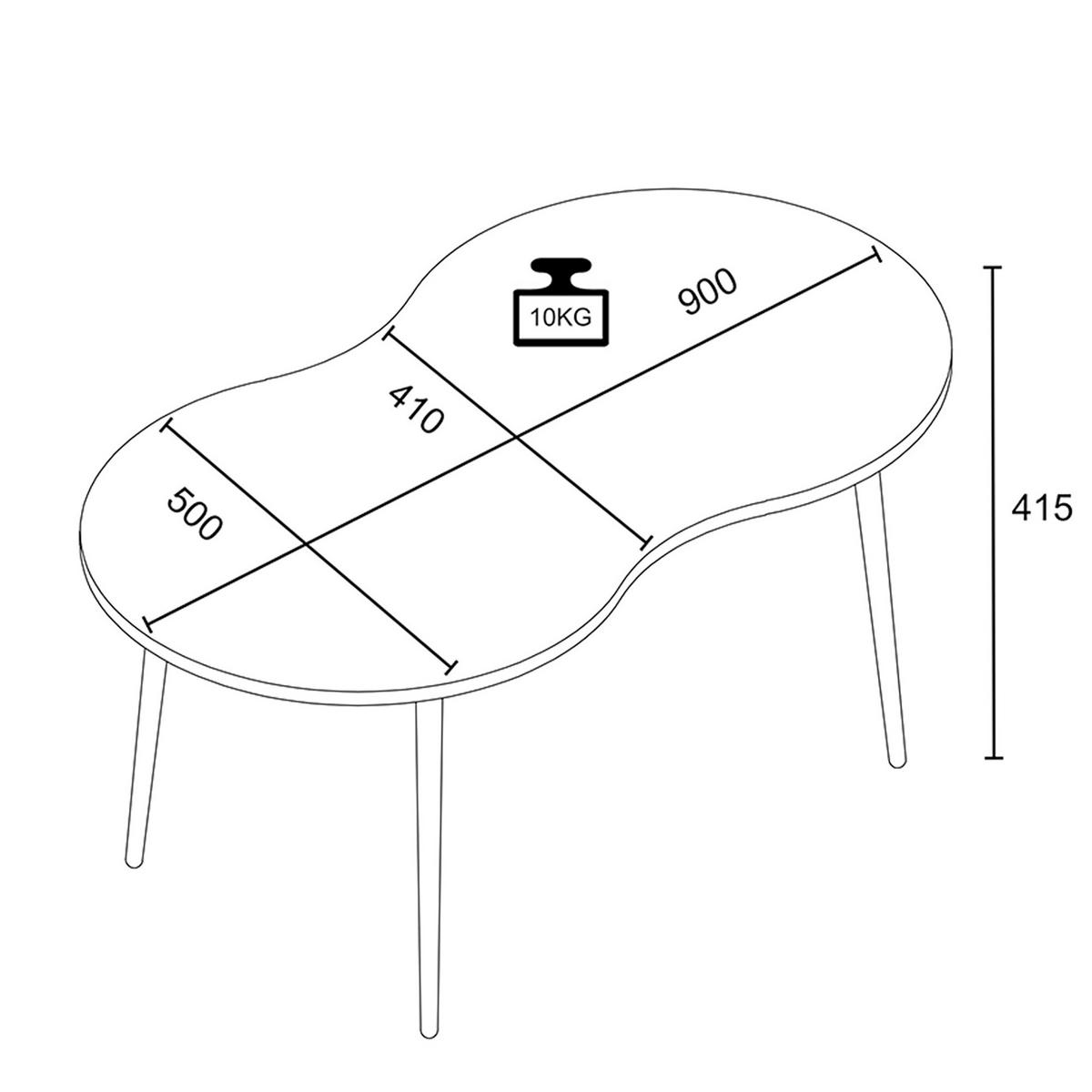 COUCHTISCH massiv 90/50/42 cm organisch Weiß, Honigeiche  - Honigeiche/Weiß, Design, Holz/Holzwerkstoff (90/50/42cm) - MID.YOU