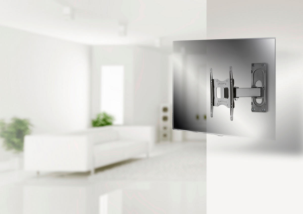 TV-WANDHALTER 37 Zoll  - Silberfarben, KONVENTIONELL, Metall (27,8/22,6/9,6cm) - MID.YOU