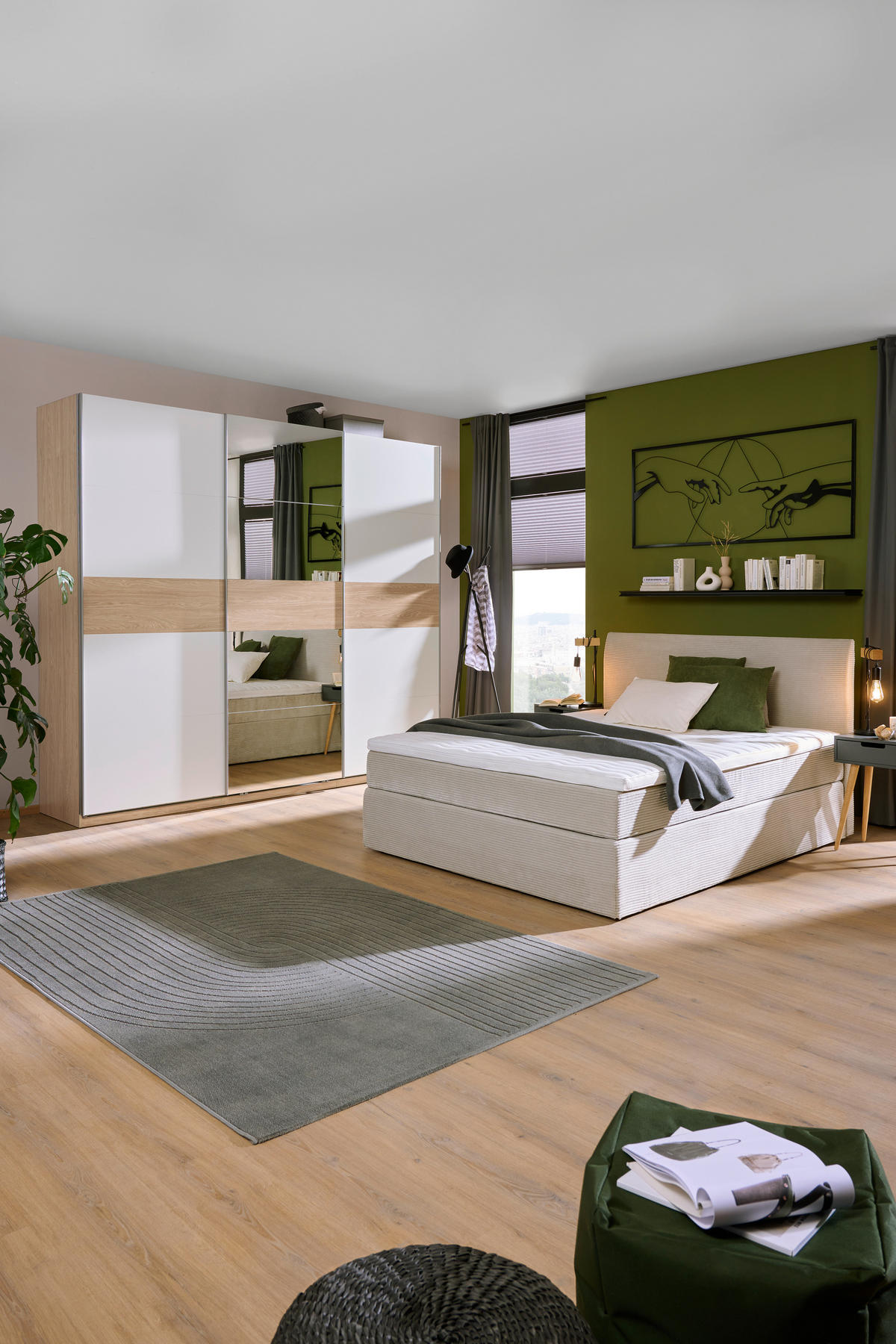 BOXSPRINGBETT 160/200 cm  in Hellgrau  - Hellgrau/Schwarz, KONVENTIONELL, Holz/Textil (160/200cm) - Boxxx