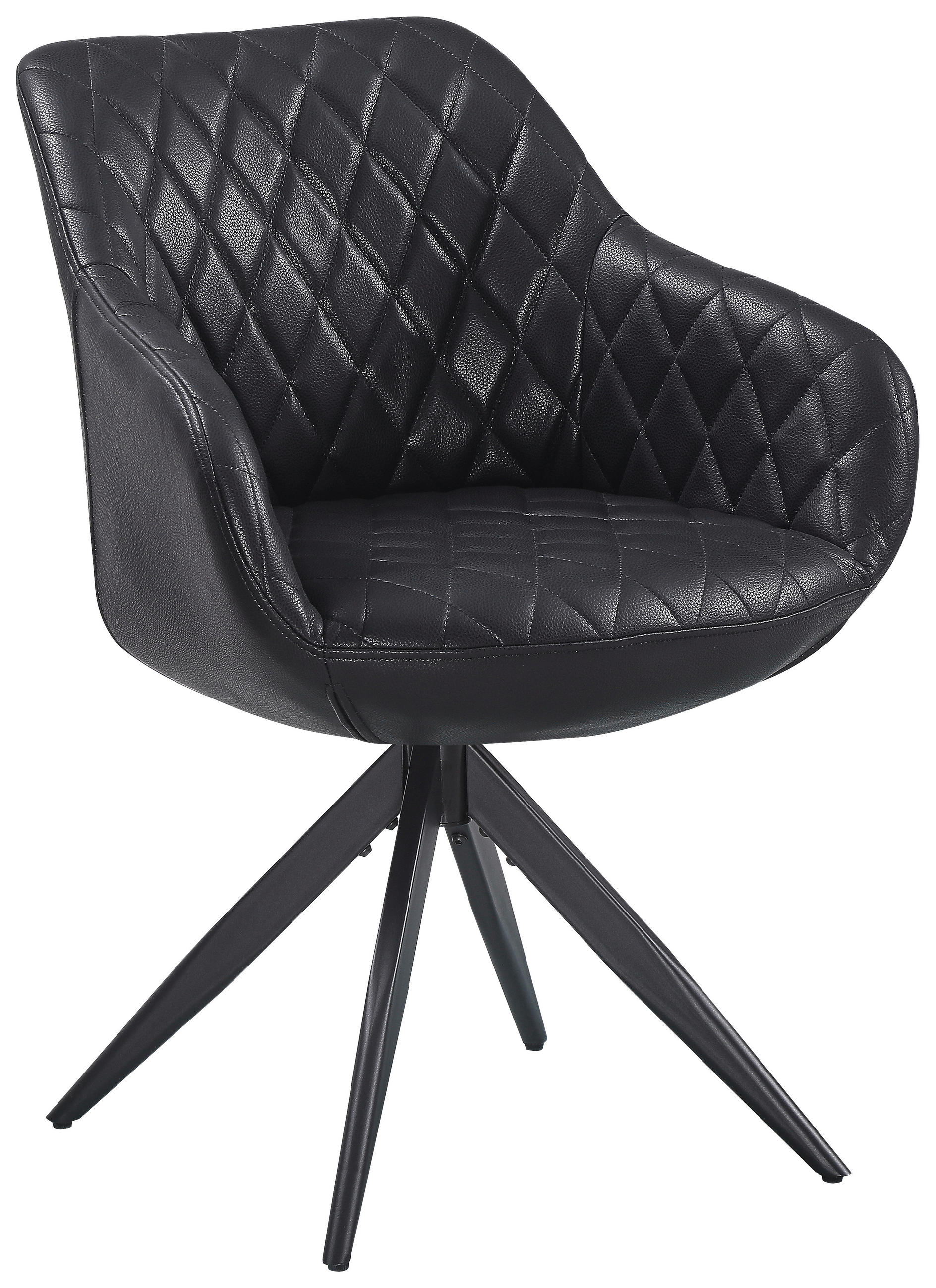 ARMLEHNSTUHL  Sitzfläche 360° drehbar  Echtleder  Schwarz  - Schwarz, MODERN, Leder/Metall (61/83/62cm) - Livetastic