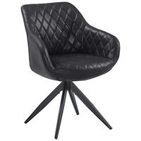 ARMLEHNSTUHL  Sitzfläche 360° drehbar  Echtleder  Schwarz  - Schwarz, MODERN, Leder/Metall (61/83/62cm) - Livetastic