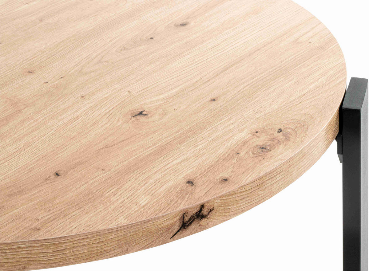 COUCHTISCH in Metall, Holzwerkstoff 75/75/42 cm  - Eichefarben/Schwarz, Trend, Holzwerkstoff/Metall (75/75/42cm)