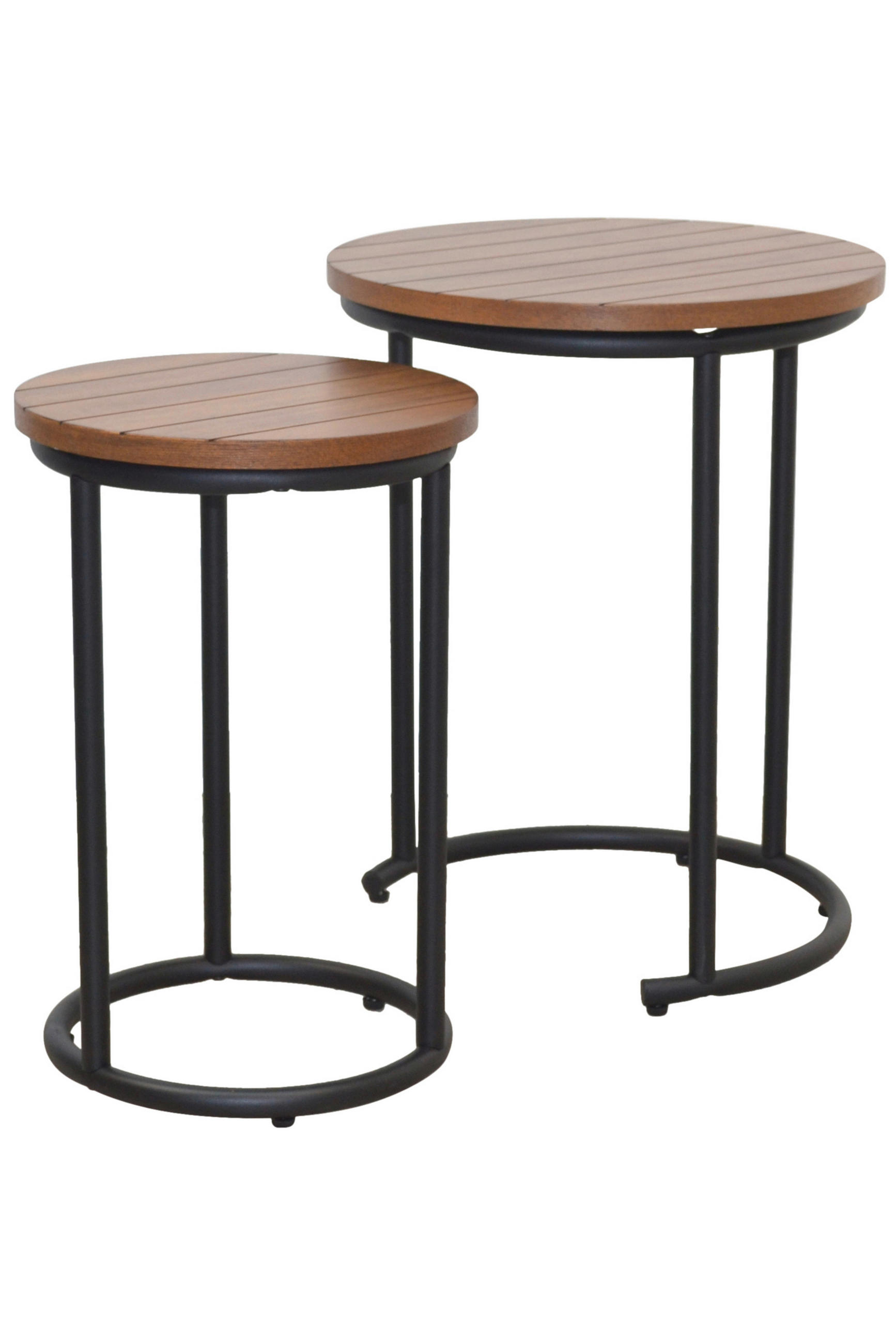 BEISTELLTISCHSET rund Braun  - Schwarz/Braun, Design, Holzwerkstoff/Metall (40/40/50cm) - MID.YOU